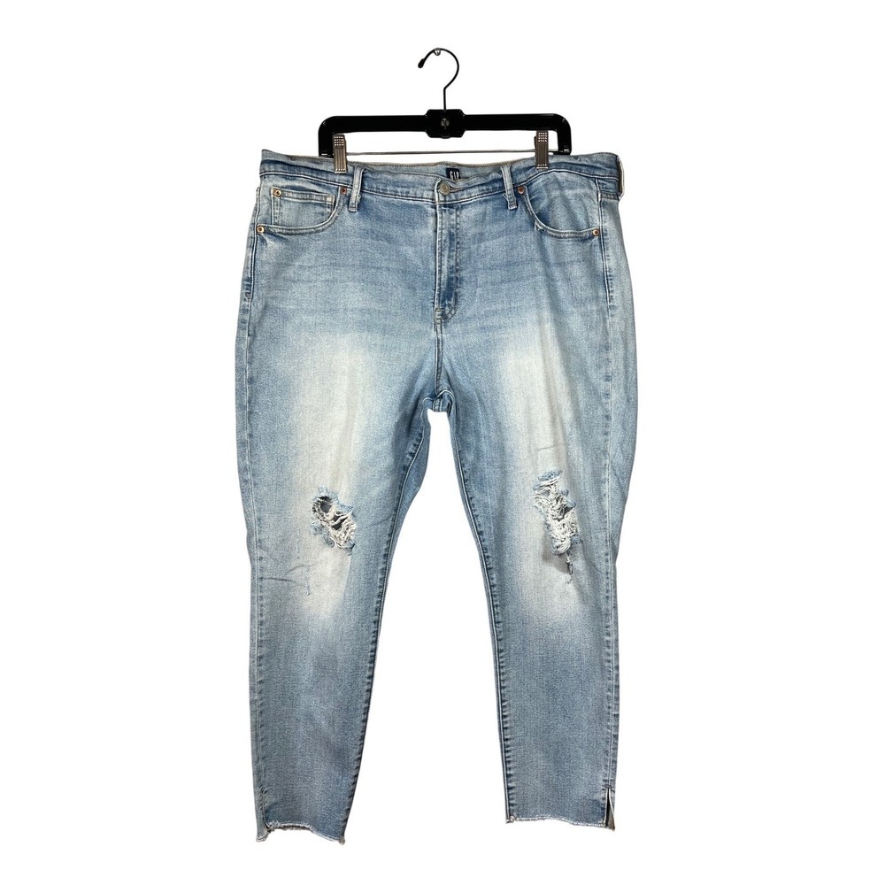 GAP Women's True Skinny High Rise Distressed Jeans, Light Wash, Size 20